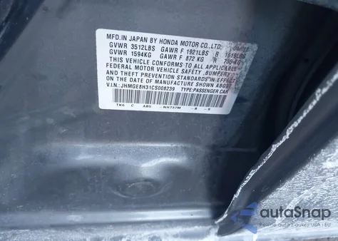 2012 Honda Fit z USA, uszkodzony, nr VIN JHMGE8H31CS008239